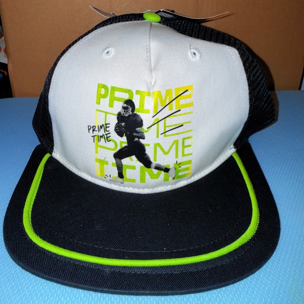 ESPN Trucker Hat Kids OSFM NEW Prime Time Football Neon Green Black Snapback Cap